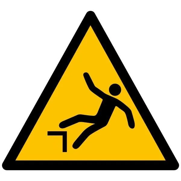 Pictogramme de danger iso 7010 'chute avec dénivellation' w008 - 200 mm